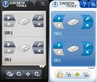 Dva vzhledy nástroje daemon tools gadget
